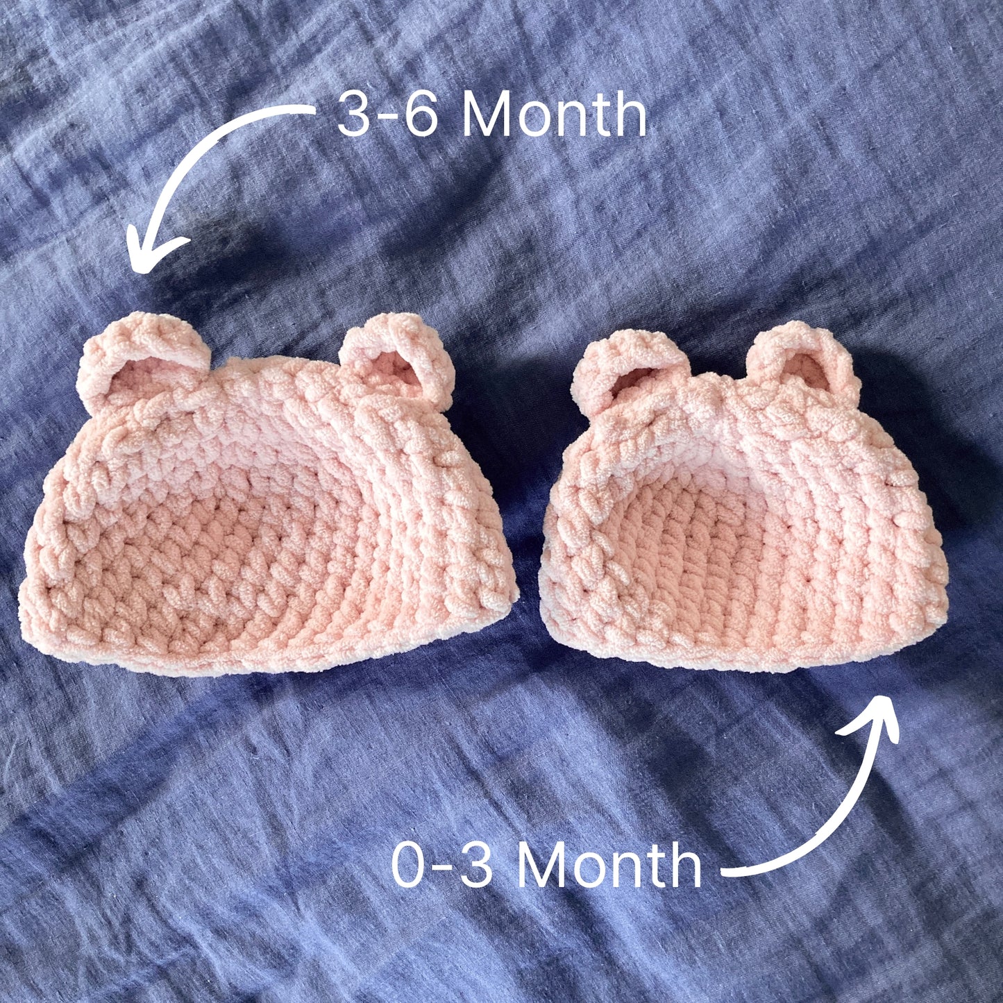 0-3 Month Newborn Crochet Baby Bear Beanie