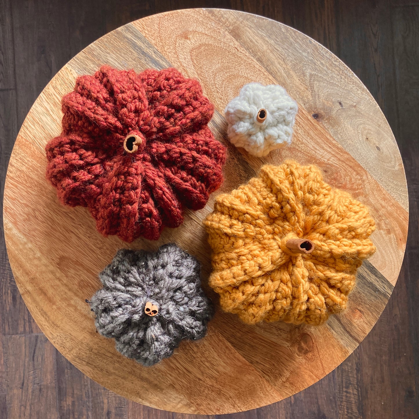 7" Crochet Pumpkin with Cinnamon Stem - Large