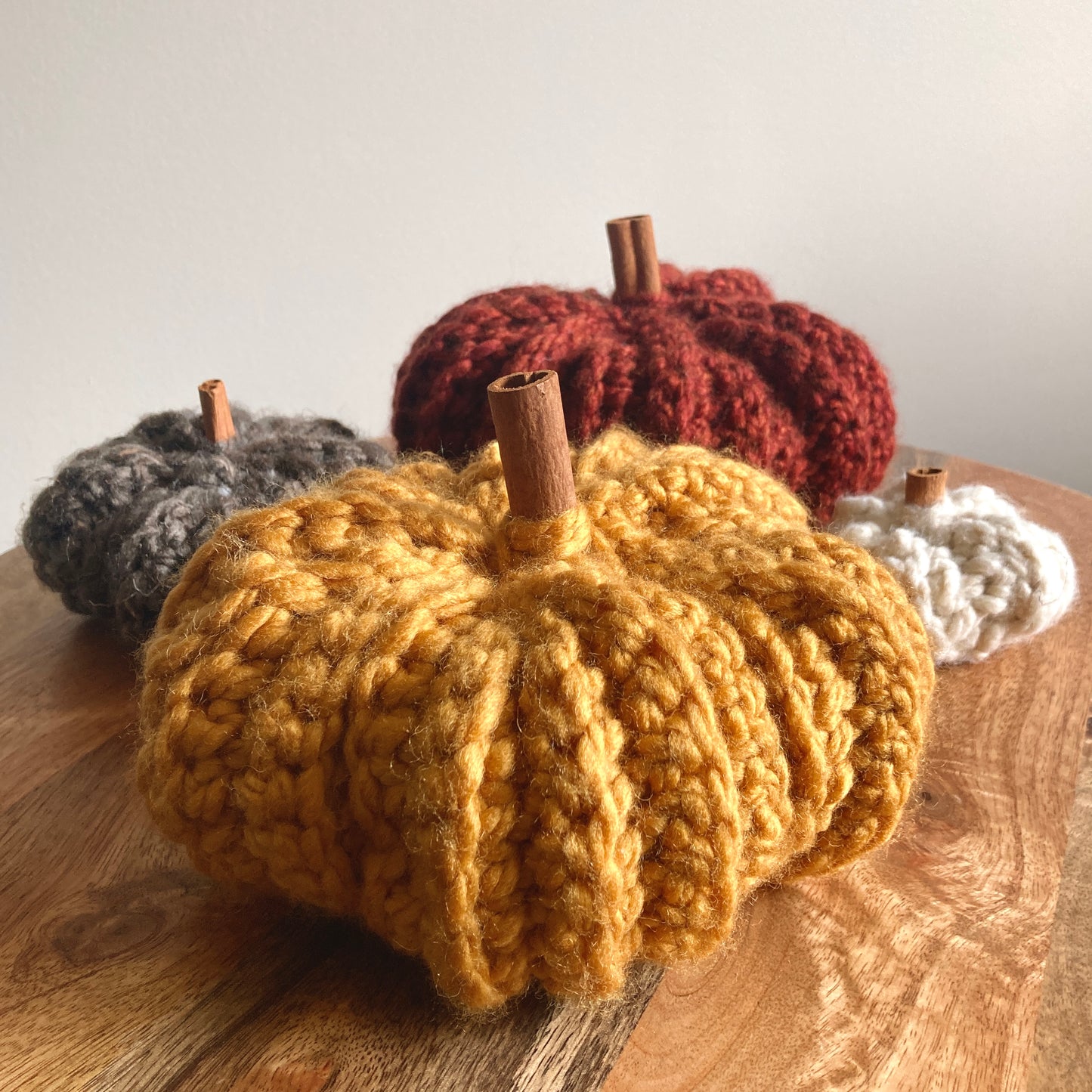 7" Crochet Pumpkin with Cinnamon Stem - Large