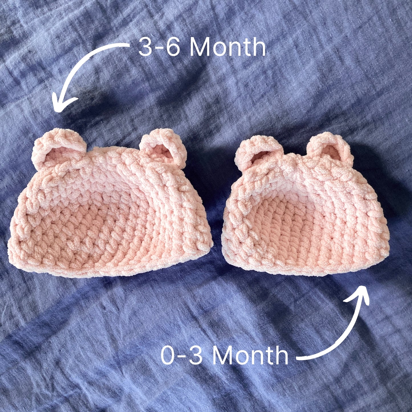 3-6 Month Crochet Baby Bear Beanie